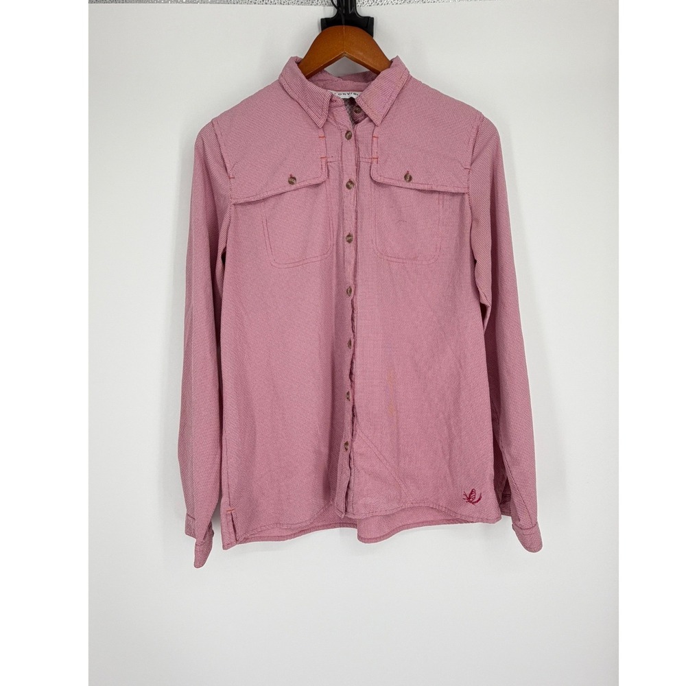 Orvis Womens Button Up Shirt Medium Fishing Gingham Hiking Outdoor Camping